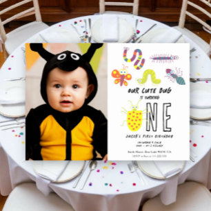 Invitation Jolie Fête d'anniversaire de 1 an pour les enfants