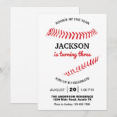 Invitation Jolie fête d'anniversaire de baseball (Devant / Derrière)