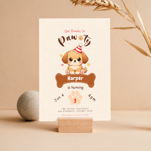 Invitation Jolie fête d'anniversaire de chien chiot à l'aquar