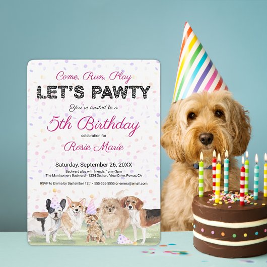 Invitation Jolie Fête d'anniversaire de chien personnalisée r