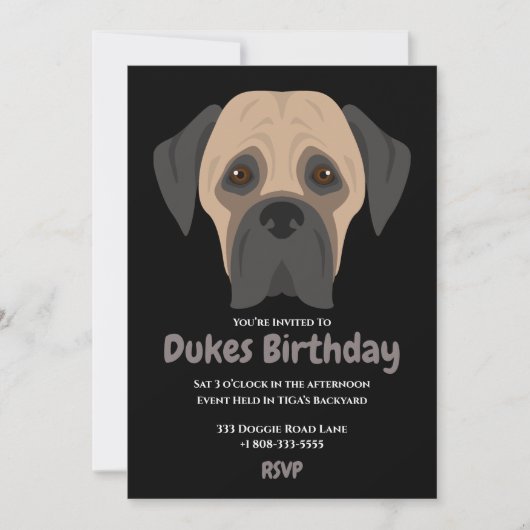 Invitation Jolie fête d'anniversaire de chiot (Devant)