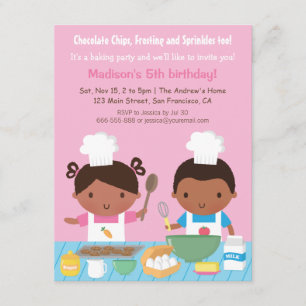 Invitation Jolie fête d'anniversaire de cuisine afro-américai