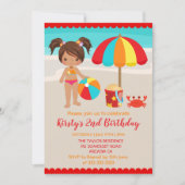 Invitation Jolie fête d'anniversaire de fille de plage d'été (Devant)