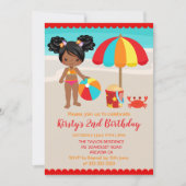 Invitation Jolie fête d'anniversaire de fille de plage d'été (Devant)