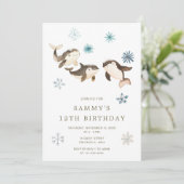 Invitation Jolie fête d'anniversaire de la baleine arctique h (Debout devant)