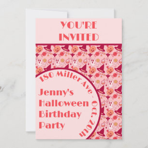 Invitation Jolie fête d'anniversaire de la fille rose d'Hallo