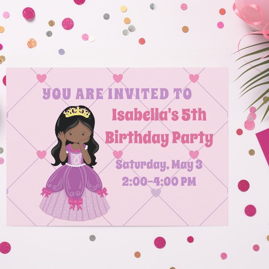 Invitation Jolie fête d'anniversaire de la princesse africain