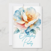 Invitation Jolie fête d'anniversaire Delicate Fleurs Roses Bl (Devant)