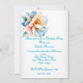 Invitation Jolie fête d'anniversaire Delicate Fleurs Roses Bl (Dos)