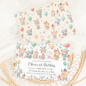 Invitation Jolie fête d'anniversaire des animaux de bois colo