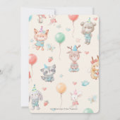 Invitation Jolie fête d'anniversaire des animaux de bois colo (Dos)