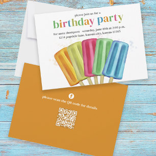 Invitation Jolie fête d'anniversaire d'été Popsicles personna