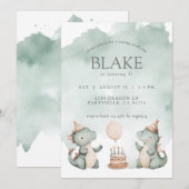 Invitation Jolie fête d'anniversaire Dragons Dinosaures (Devant / Derrière)