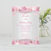 Invitation Jolie Fête d'anniversaire Fleurs Blanches Perle Ro (Debout devant)