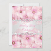 Invitation Jolie Fête d'anniversaire Fleurs Blanches Perle Ro (Dos)
