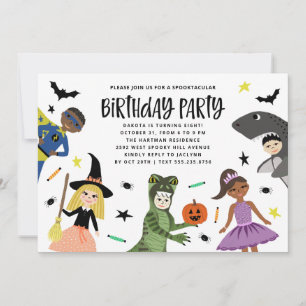 Invitation Jolie fête d'anniversaire Halloween moderne et amu