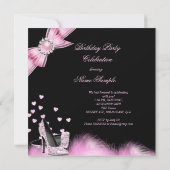 Invitation Jolie fête d'anniversaire Parties scintillant rose (Dos)