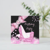 Invitation Jolie fête d'anniversaire Parties scintillant rose (Debout devant)