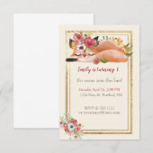 Invitation Jolie fête d'anniversaire pour bébé renard aquarel (Devant / Derrière)