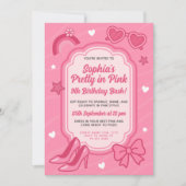 Invitation Jolie fête d'anniversaire rose pour les filles (Devant)