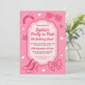 Invitation Jolie fête d'anniversaire rose pour les filles (Debout devant)