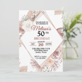Invitation Jolie fête d'anniversaire rustique florale tous âg (Debout devant)