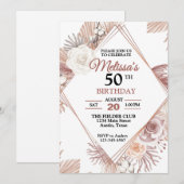 Invitation Jolie fête d'anniversaire rustique florale tous âg (Devant / Derrière)