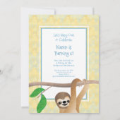 Invitation Jolie fête d'anniversaire Sloth Hang Out (Dos)
