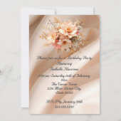 Invitation Jolie fête d'anniversaire Soie Pêche rose Floral (Dos)
