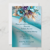 Invitation Jolie fête d'anniversaire soie Turquoise violet fl (Dos)