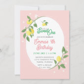 Invitation Jolie fête d'anniversaire sur le thème des citrons (Devant)