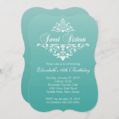 Invitation Jolie fête d'anniversaire turquoise moderne de (Devant / Derrière)