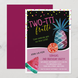Invitation Jolie fête d'anniversaire Two-tti Frutti pour un d