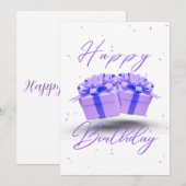 Invitation Jolie Fête d'Anniversaire Violette (Devant / Derrière)