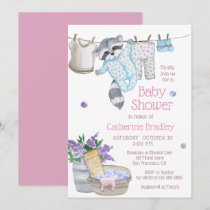 Invitation Jolie Fête de Bébé au Jour de Lessive avec Raton L