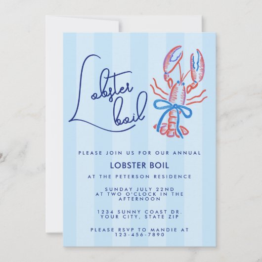 Invitation Jolie Fête de Crabe Côtière Estivale (Devant)