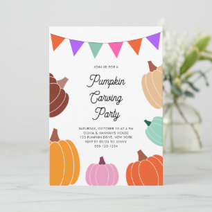Invitation Jolie fête de découpage de citrouille pour enfants