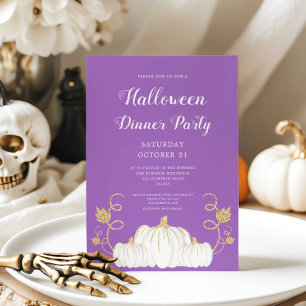 Invitation Jolie fête de diner d'Halloween avec citrouille vi