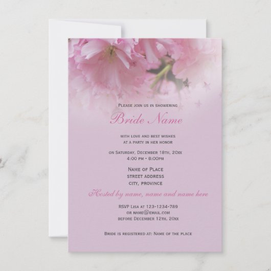 Invitation Jolie fête de douche de mariée de printemps aux fl (Devant)