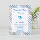 Invitation Jolie fête de graduation de la tribu Aztec bleu or (Debout devant)