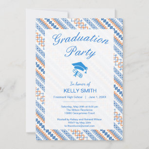 Invitation Jolie fête de graduation de la tribu Aztec bleu or