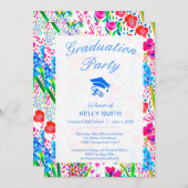 Invitation Jolie fête de graduation des fleurs d'aquarelle co (Devant / Derrière)