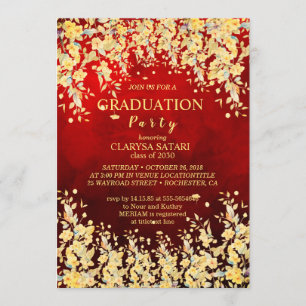 Invitation Jolie fête de graduation des fleurs d'aquarelle fr