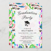 Invitation Jolie fête de graduation des fleurs décoratives co (Devant / Derrière)