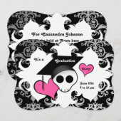 Invitation Jolie fête de graduation du crâne gothique (Devant / Derrière)