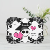 Invitation Jolie fête de graduation du crâne gothique (Debout devant)