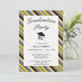 Invitation Jolie fête de graduation gris jaune orange aztèque (Debout devant)