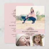 Invitation Jolie fête de graduation photo d'hier et d'aujourd (Devant / Derrière)