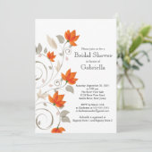 Invitation Jolie Fête de l'mariée Florale Orange moderne (Debout devant)