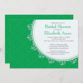 Invitation Jolie Fête de l'mariée moderne Emerald Green Damas (Devant / Derrière)